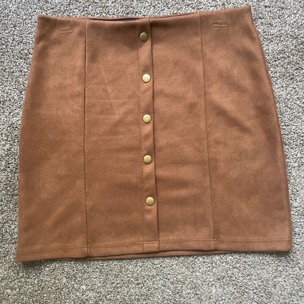 Elegant Brown Button-Front Mini Skirt